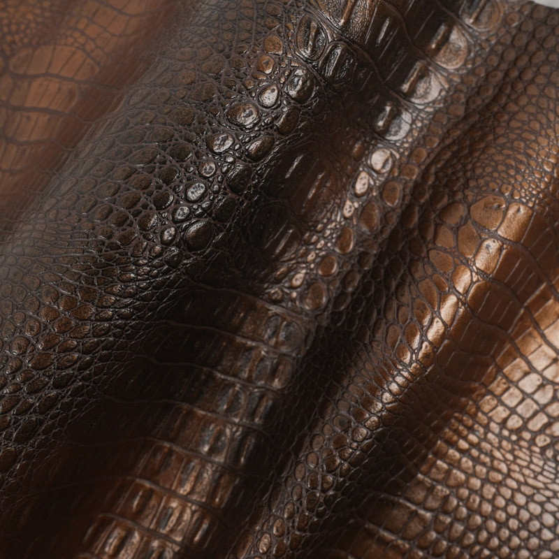 Chocolate-Brown Faux Leather - Crocodile - Maison Klem